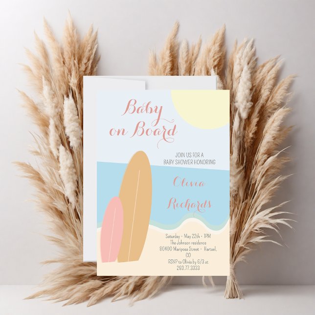 Baby on Board Surfing Beach Baby Shower  Invitation (Creator Uploaded)
