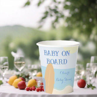Baby on Board Surfing Beach Baby Shower Paper Cups