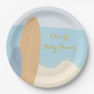 Baby on Board Surfing Beach Baby Shower Paper Plate