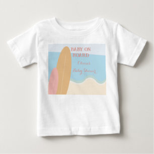 Baby on Board Surfing Beach Baby Shower  T-Shirt