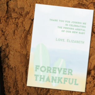 Baby On Board Surfing Beach Watercolor Baby Shower Thank You Card