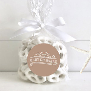 Baby On Board Surfing Neutral Baby Shower Classic Round Sticker