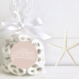 Baby On Board Surfing Pink Baby Shower Classic Round Sticker