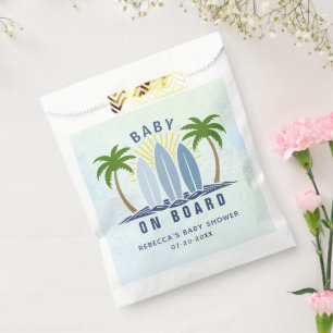 Baby on board surfing splash blue baby boy shower favour bags