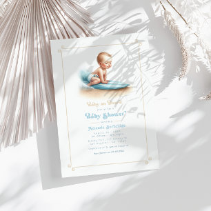 Baby on Board Surfing Theme Baby Shower Invitation