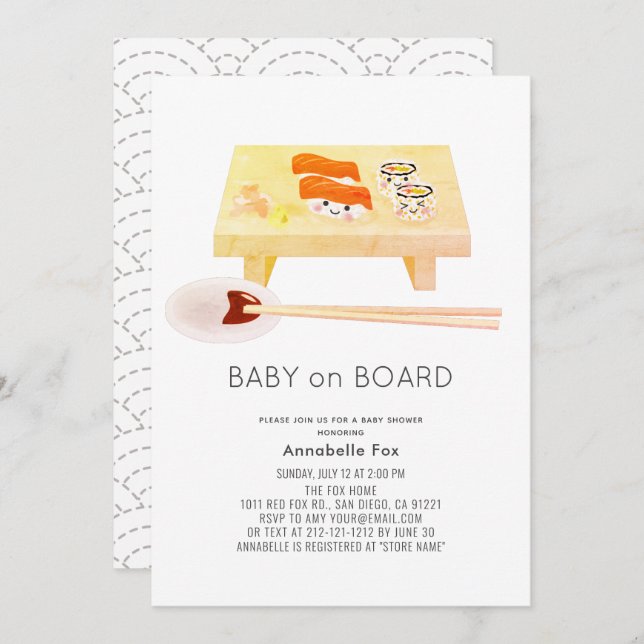 Baby on Board Sushi Baby Shower Invitation (Front/Back)