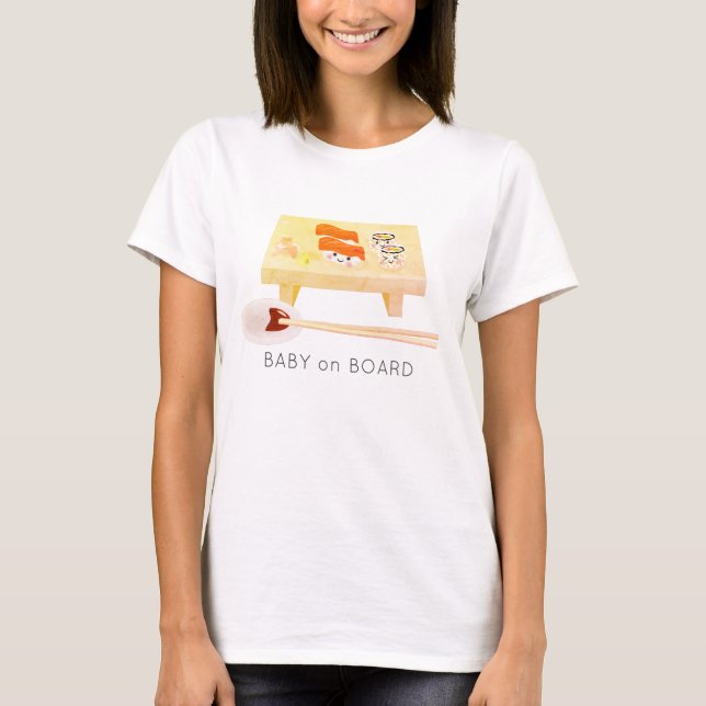 Baby on Board Sushi Kawaii Pregnancy Announcement T-Shirt (Front)