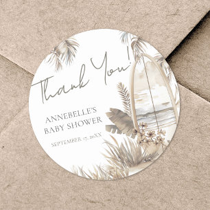 Baby On Board Thank You Beach Baby Shower Classic Round Sticker