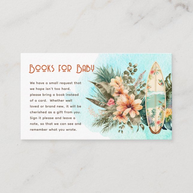 Baby on Board Tropical Baby Shower Books for Baby Enclosure Card (Front)