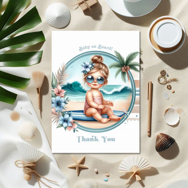 Baby on Board Tropical Beach-Themed Baby Shower Thank You Card (Baby on Board Tropical Beach-Themed Baby Shower Thank You Card)
