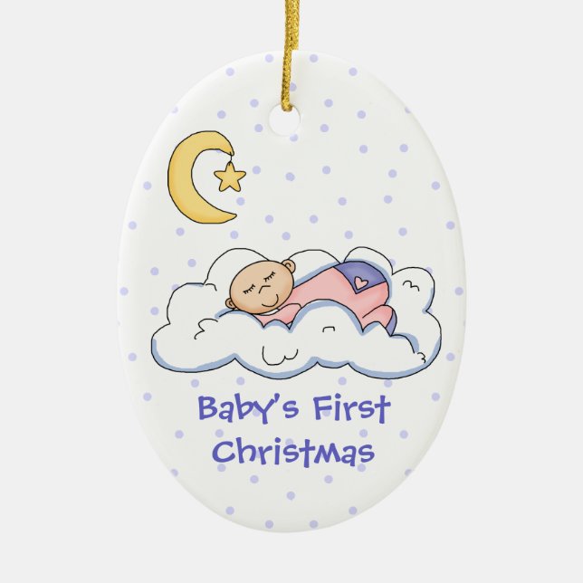 Baby On Cloud First Christmas Ornament (Front)