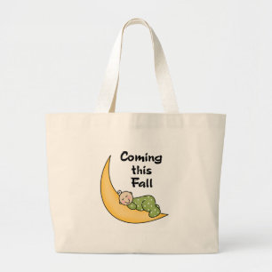 Baby on Moon Fall Large Tote Bag
