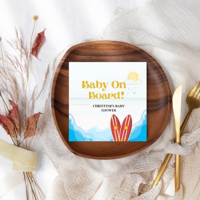 Baby on on board beach baby shower thank you  napkin (Creator Uploaded)