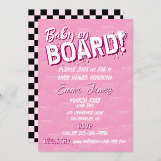 Baby on Skateboard Shoes - Girl - Invitation