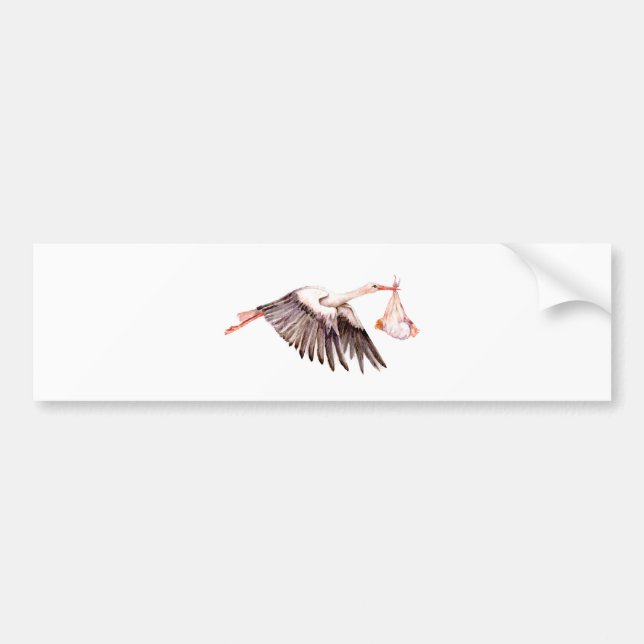 Baby on Stork Bumper Sticker (Front)
