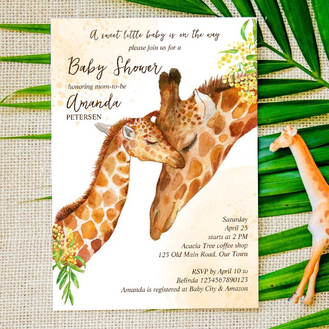 Baby on the way baby giraffe and mum baby shower invitation (Creator Uploaded)