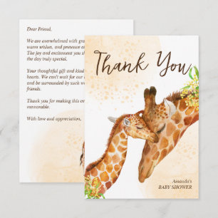 Baby on the way baby giraffe and mum baby shower thank you card
