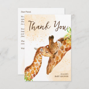 Baby on the way baby giraffe and mum baby shower thank you card