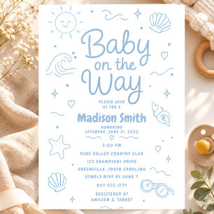 Baby on the Way Beach Baby Shower Summer Coastal Invitation