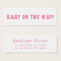 Baby on the Way Dotted Pink Gift Registry Card