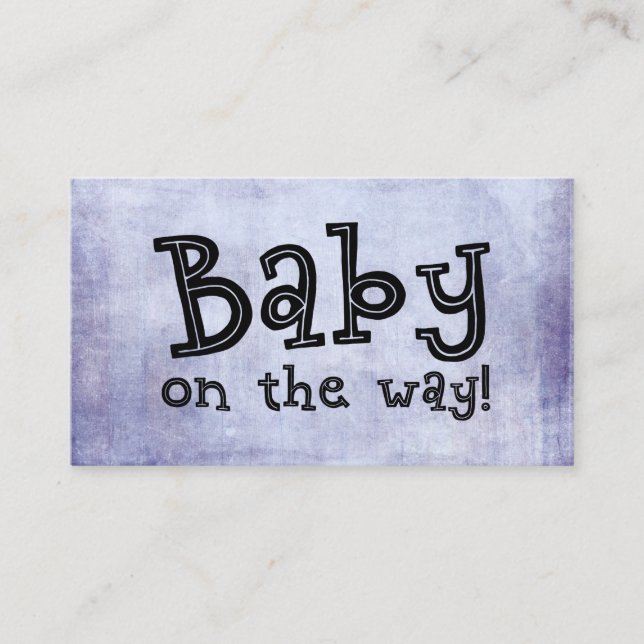 Baby on the way! Grunge Purple Gift Registry Card (Front)