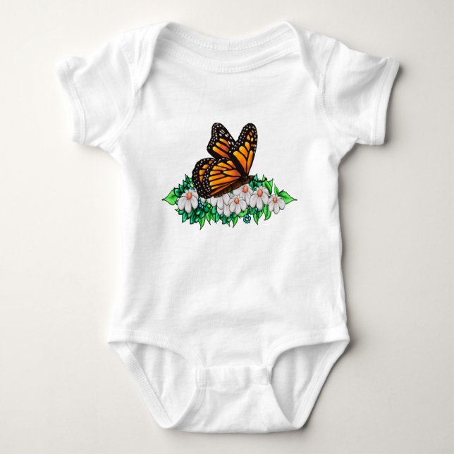 Baby one-piece butterfly with little flowers bodysuit (Front)