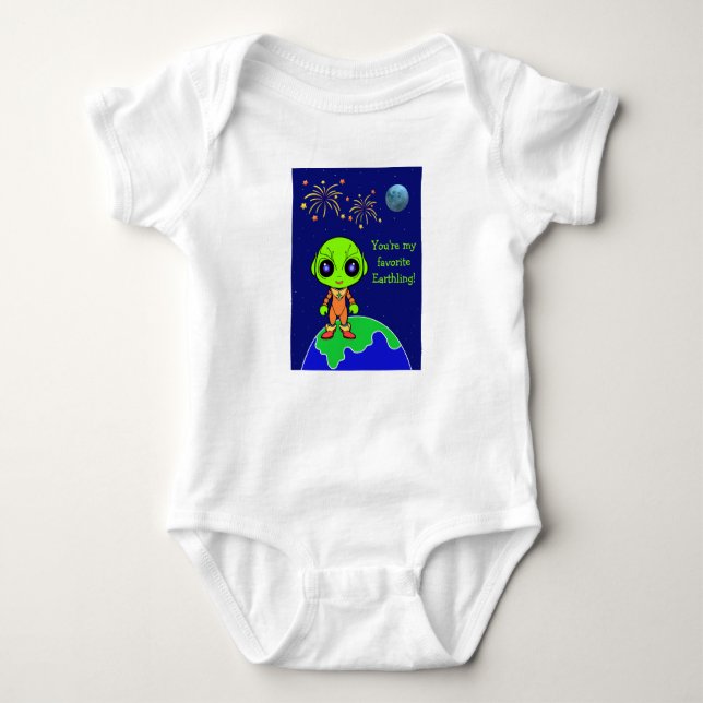 Baby one-piece with alien and fireworks by Jo Baby Bodysuit (Front)