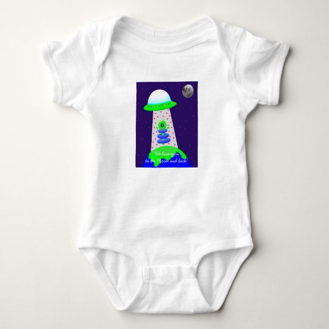 Baby one-piece with alien and moon by Jo Images Bodysuit (Front)