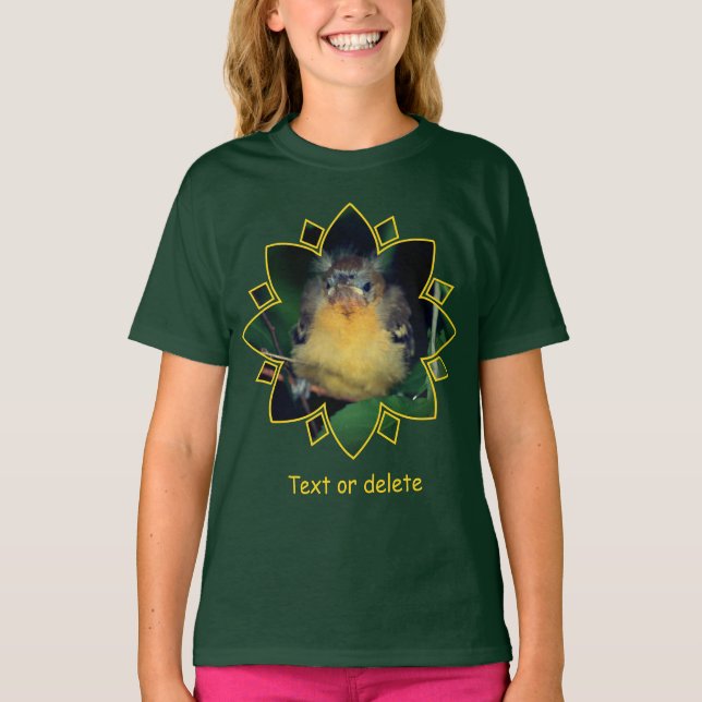 Baby Oriole Fledgling Bird Personalized T-Shirt (Front)