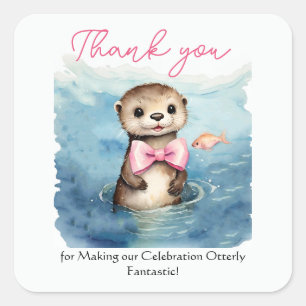 Baby Otter Baby Shower Thank You Square Sticker