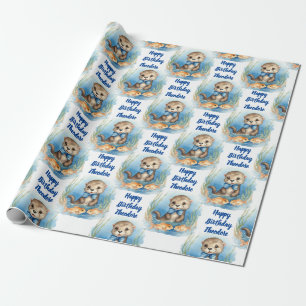Baby Otter Boy Personalised Wrapping Paper