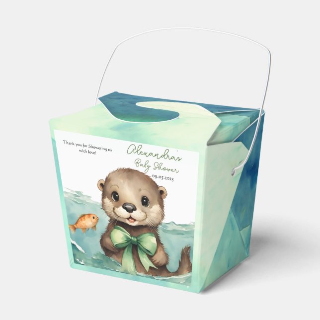 Baby Otter Gender Neutral Baby Shower Favour Box (Front Side)