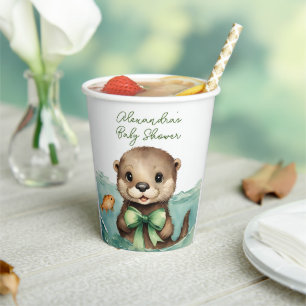 Baby Otter Gender Neutral Baby Shower Paper Cups