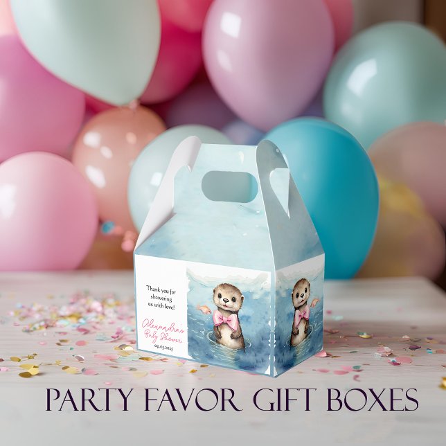 Baby Otter Girl Baby Shower Favour Box (Creator Uploaded)