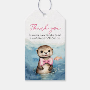 Baby Otter Girl Birthday Thank You Gift Tags