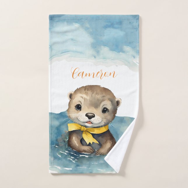 Baby Otter Personalised  Bath Towel Set (Hand Towel)