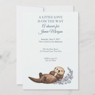 Baby Otter Seashell Baby Shower Invitation