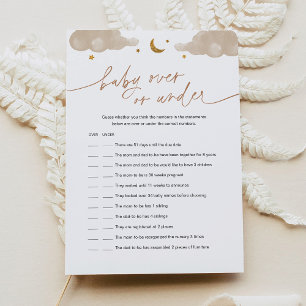 Baby Over Or Under Twinkle Star Baby Shower Game Invitation