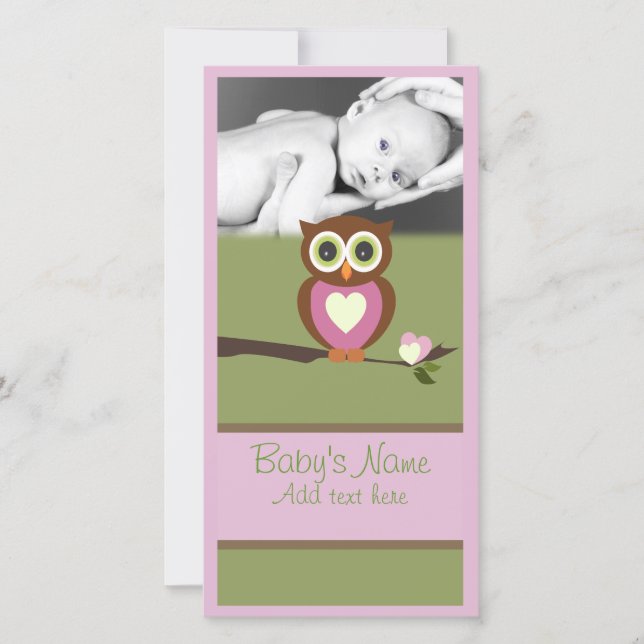 Baby Owl Announcment Announcement (Front)