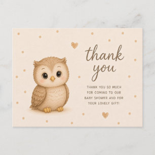 Baby Owl Baby Shower Thank You Postcard