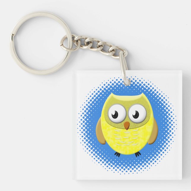 Baby Owl Cartoon Key Ring (Front)
