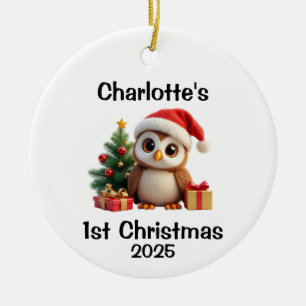 Baby Owl Christmas Ceramic Tree Decoration