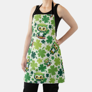 Baby Owl Cute St Patrick Cartoon Apron