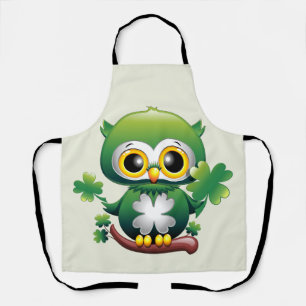 Baby Owl Cute St Patrick Cartoon Apron