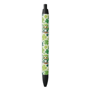 Baby Owl Cute St Patrick Cartoon Black Ink Pen