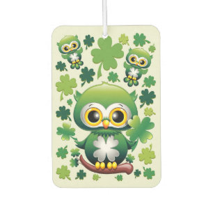 Baby Owl Cute St Patrick Cartoon Car Air Freshener