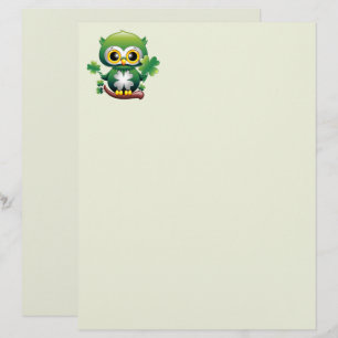 Baby Owl Cute St Patrick Cartoon Custom Letterhead