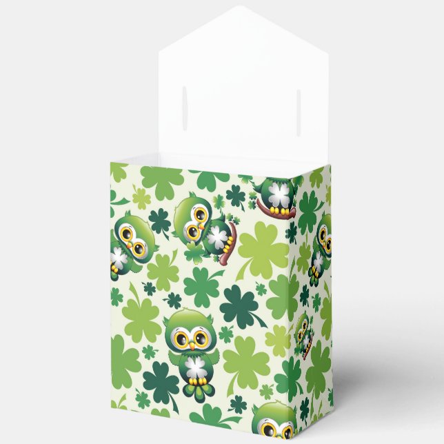 Baby Owl Cute St Patrick Cartoon Favour Box (Open)