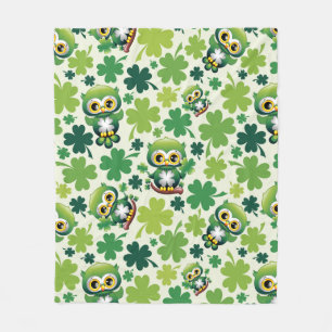 Baby Owl Cute St Patrick Cartoon Fleece Blanket