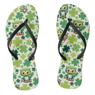 Baby Owl Cute St Patrick Cartoon Jandals